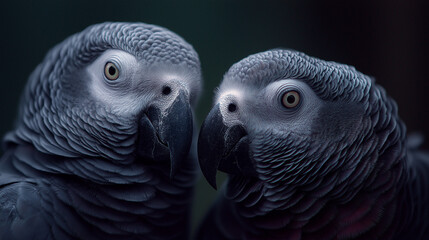 Fototapeta premium two parrots on a black background
