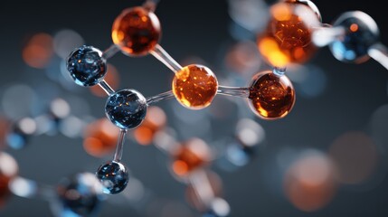 molecule or atom, Abstract structure for Science or medical background, 3d illustration, science, atom, abstract, chemistry, structure, blue, chemical, background