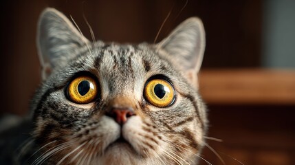 surprised cat make big eyes. American shorthair surprised cat or kitten funny face big eyes, cute, domestic, kitten, feline, Emotional surprised, kitty, wow
