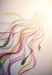 Ethereal ribbons in pastel shades dance with light, a gentle abstraction