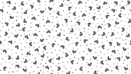 Seamless pattern with grey hand drawn hearts