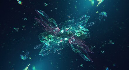 Celestial Crystal Formation: An ethereal cluster of radiant crystals floats serenely against a cosmic backdrop, embodying the mysteries and beauty of the universe.