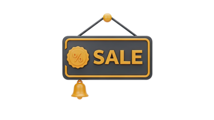3D Sale Sign with Percentage Symbol and Bell