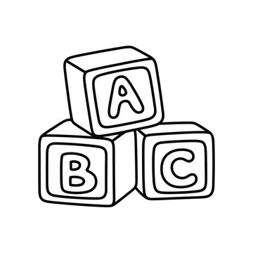 ABC Alphabet Blocks Hand Drawn Line Art Education Illustration