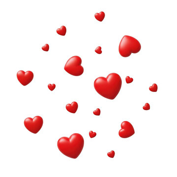 Red hearts isolated on transparent background