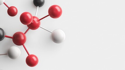 Obraz premium A red and white molecular model on an isolated background with copy space for medical science or research design illustration