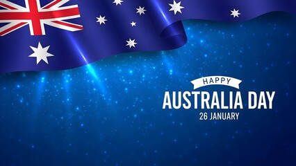 Happy Australia Day 26 January - Festive Flag and Sparkling Background