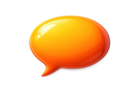 3d orange glossy speech bubble icon symbolizing communication, chat, dialogue, and online messaging with empty space