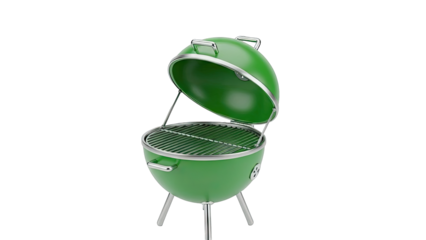 Green Kettle Barbecue Grill with Open Lid
