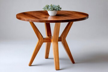 Round wood table with modern minimalist design