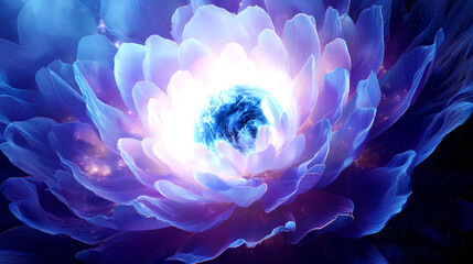 Luminous Earth Bloom in Cosmic Night
