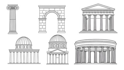 Collection of Ancient Greek and Roman Architectural Designs image stock