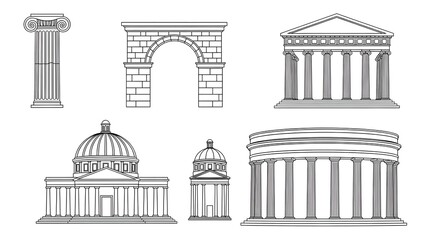 Classical Architecture Elements Line Art Collection (39) image