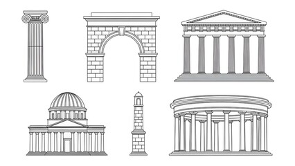 Ancient Greek Architectural Elements Collection image stock