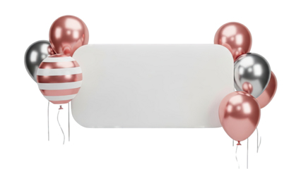 Celebration Banner with Rose Gold and Silver Balloons