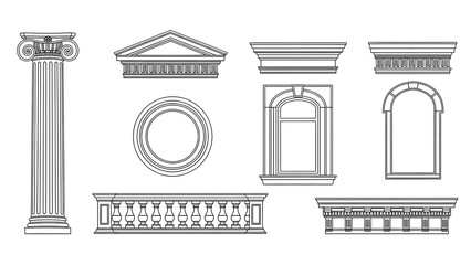 Architectural Details and Elements Line Art Collection image stock