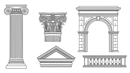 Classical Architectural Elements and Structures Line Art (21) image