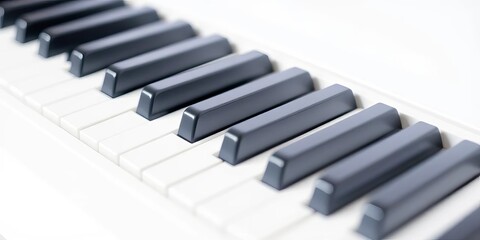 Naklejka premium A pristine, blank white piano key, isolated on white, note, room