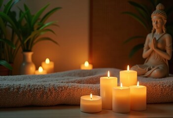 Tranquil Candles Illuminating Spa Retreat Meditative Escape Nature Bliss Calm Sanctuary