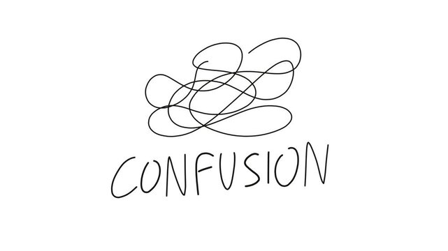 confusion word with tangled illustration animation
