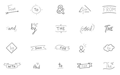 Hand Drawn Wedding Catchword Collection, Romantic Calligraphy and Decorative Quotes