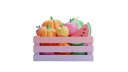 Colorful 3D Fruit and Vegetable Crate