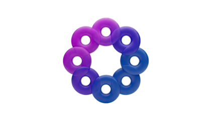 Circular Arrangement of Purple and Blue Rings