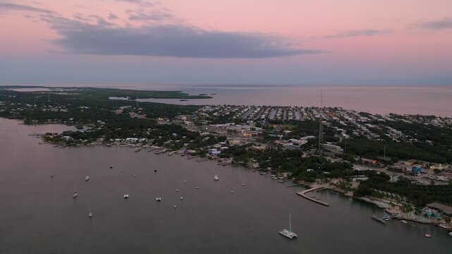 Aerial View of Key Largo, Florida at Dusk