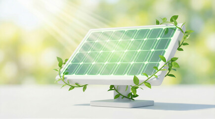 Solar panel absorbing sun light creating green energy