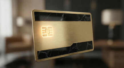 Gold metal credit card with black marble details