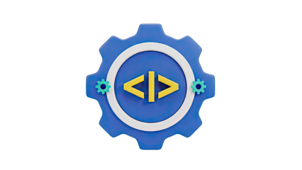 Coding Gear Icon with Code Symbol