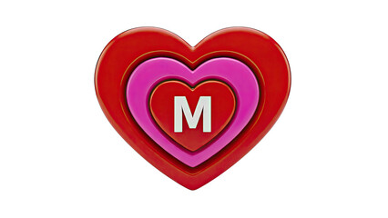 Layered Hearts with Letter M