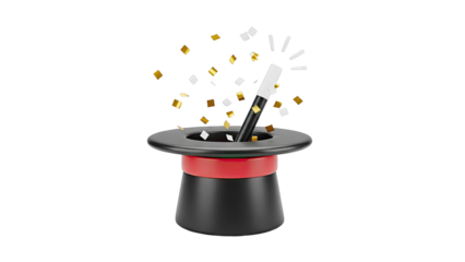 Magic Hat with Wand and Confetti
