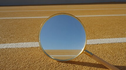 鏡が映す空とトラックの景色