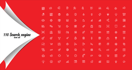 110 Search Engine Line Icons Set
