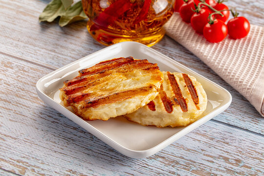 Grilled Greek haloumi cheese snack