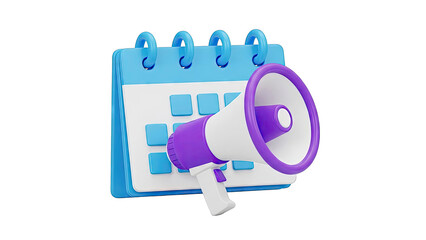 Calendar and Megaphone 3D Icon