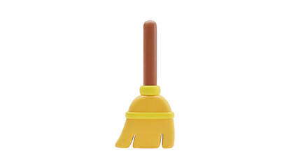 Cartoon Yellow Broom with Brown Handle