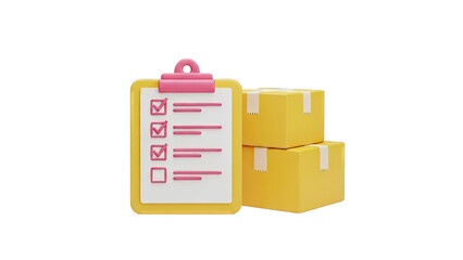 Checklist and Delivery Boxes 3D Illustration