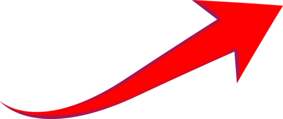 A vibrant red arrow pointing upwards and to the right on transparent background
