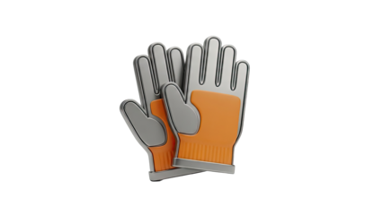 Pair of Orange and Silver Work Gloves