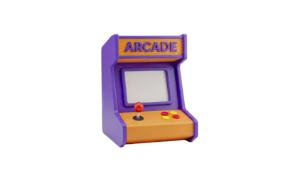 3D Render of a Purple and Orange Arcade Game Machine