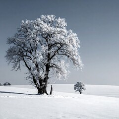 Snowy landscape with trees, capturing a frosted winter scene