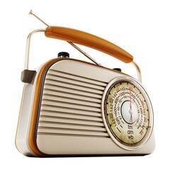 Vintage radio on transparent background. 3D illustration