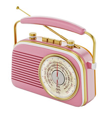 Vintage radio on transparent background. 3D illustration