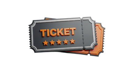 3D Rendering of Two Tickets with Stars