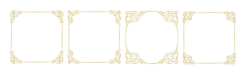 Set of vintage frames in sketch style, Whimsical hand drawn ornamental badge and borders, Antique ornate elegant decorative elements vector illustration