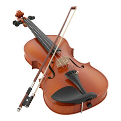 classic violin with bow isolated on white background for music education orchestra performance and art design