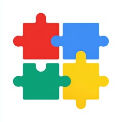 Obraz premium Colorful Puzzle Pieces in Red Green Blue and Yellow Arranged Neatly