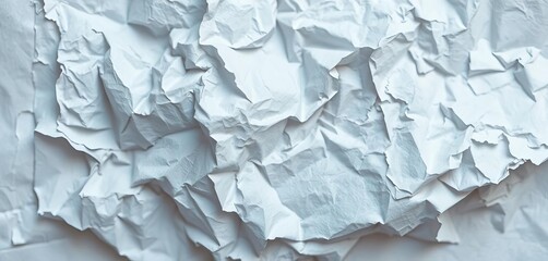 Close-up of a crumpled sheet of white paper, showing deep creases and texture,  grunge,  texture